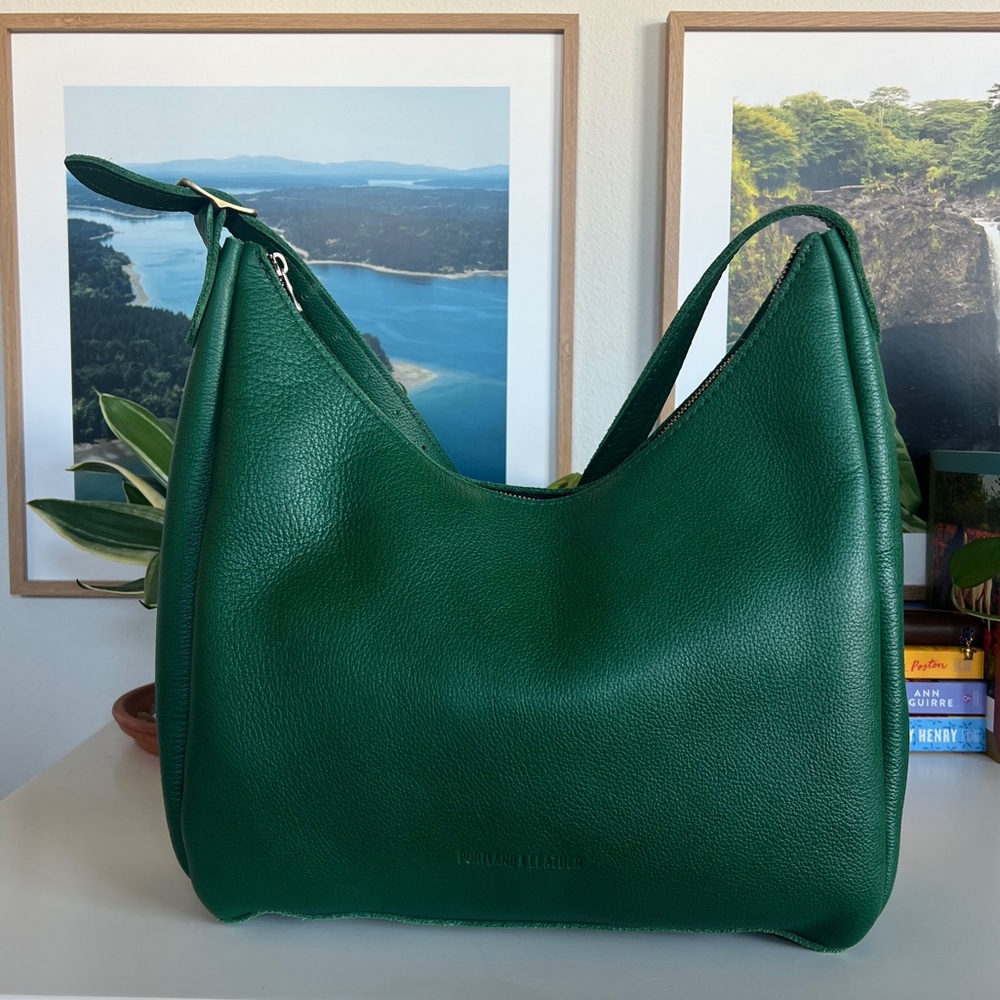 Portland Leather Goods Large Aspen Shoulder Bag in Bacalar Green